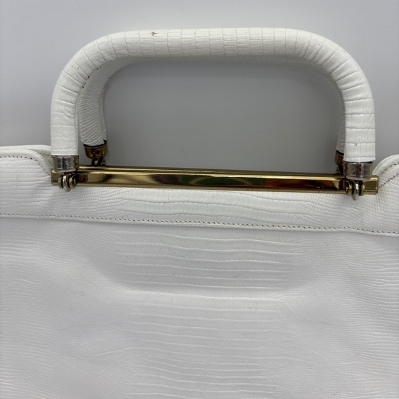 Bags by Supreme White Patchwork Reptile Print Clutch Shoulder Handbag - Picture 6 of 16